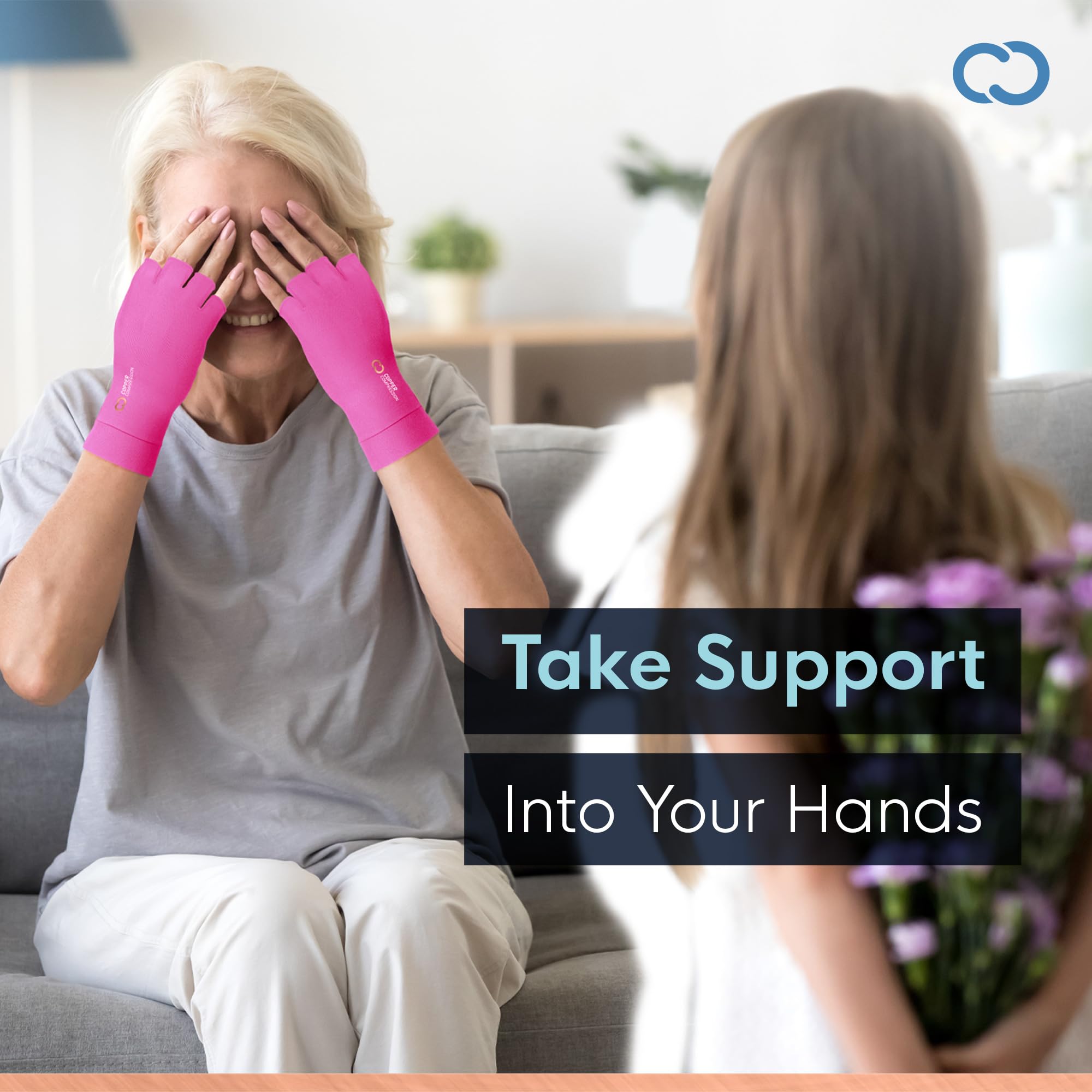 Copper Compression Arthritis Gloves | Fingerless Arthritis Carpal Tunnel Pain Relief Gloves For Men & Women | Hand Support Wrist Brace For Rheumatoid, Tendonitis, Swelling, Crocheting, Typing (M)